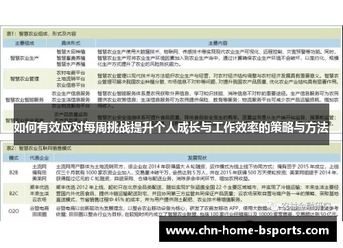 如何有效应对每周挑战提升个人成长与工作效率的策略与方法