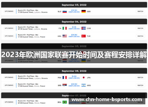 2023年欧洲国家联赛开始时间及赛程安排详解