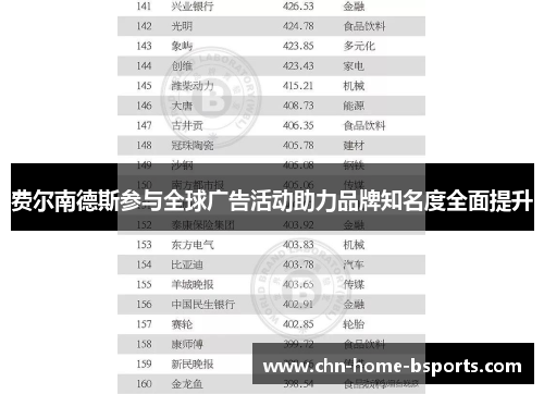 费尔南德斯参与全球广告活动助力品牌知名度全面提升